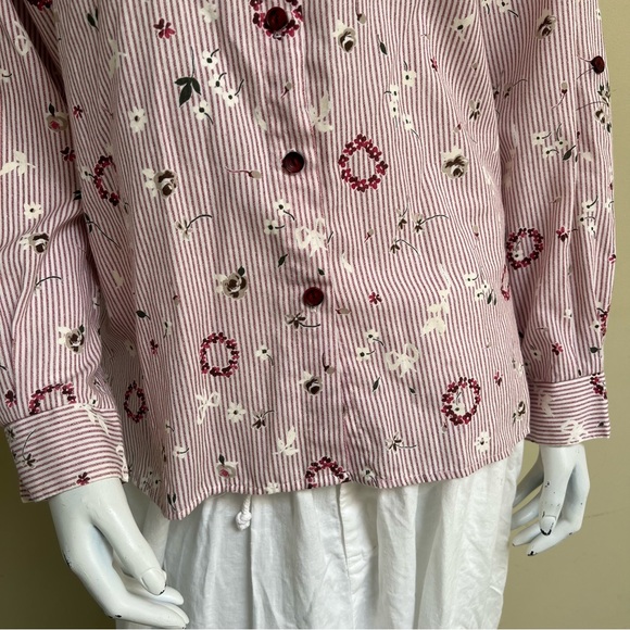 Vintage Floral and Striped Blouse - Picture 5 of 6